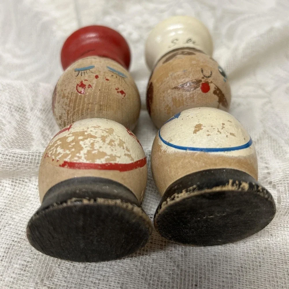 Vintage Painted Wood People Salt And Pepper Shakers Made‎ In Japan